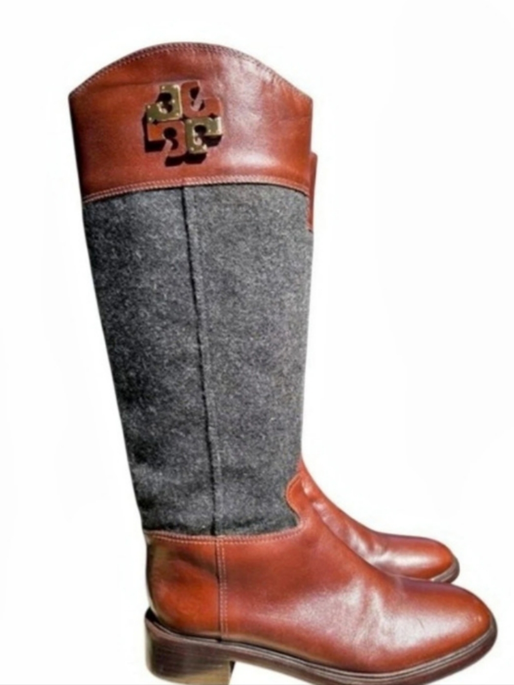 Tory Burch Lowell 2 Tall Riding Boot Boots in Brown & Gray Size 10